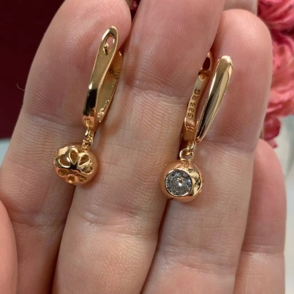 NEW Diamond Drop Rose Gold Earrings - Picture 8 of 11